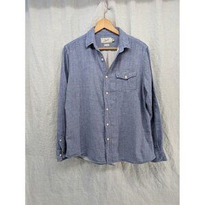 Grayers womens medium cotton blue muslin style long sleeve button down shirt T20